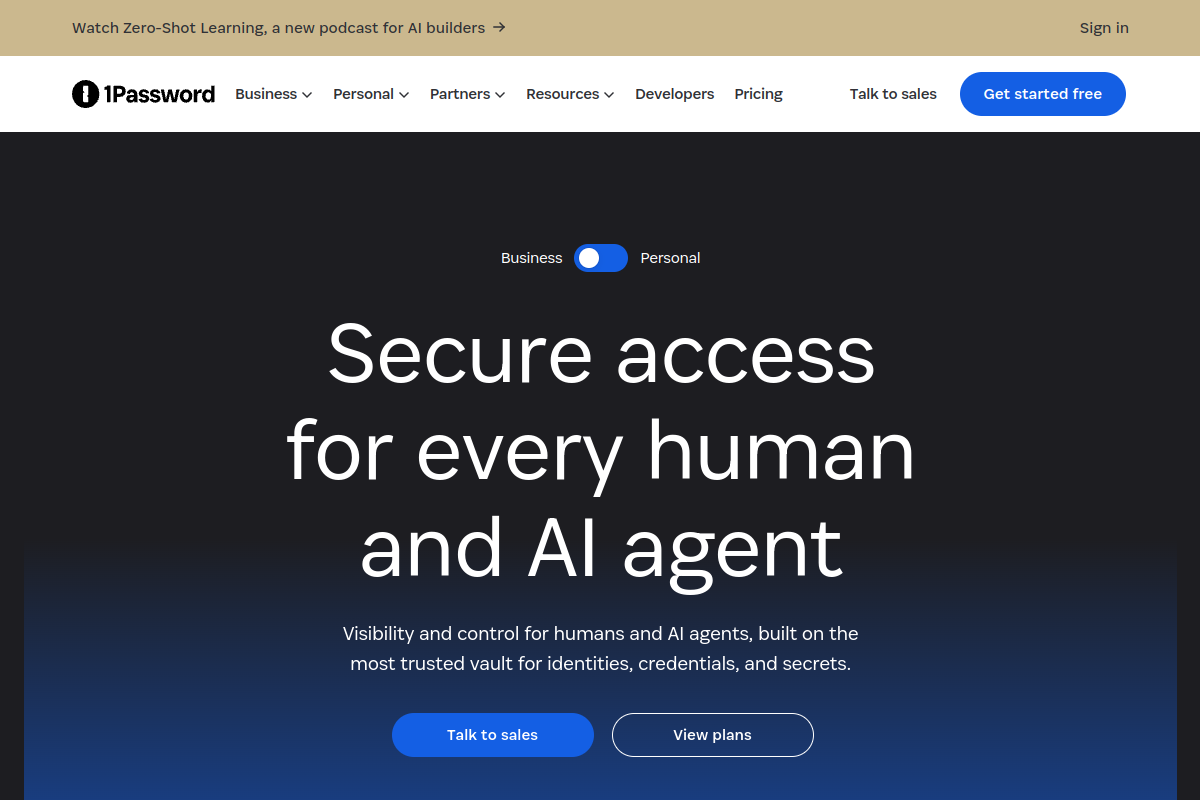 1Password homepage