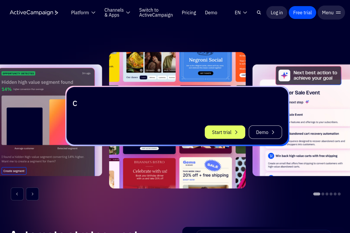 ActiveCampaign homepage