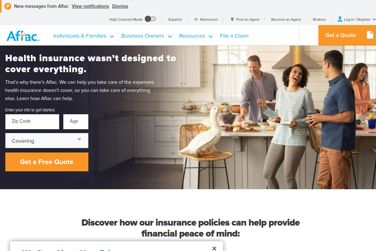 Aflac homepage