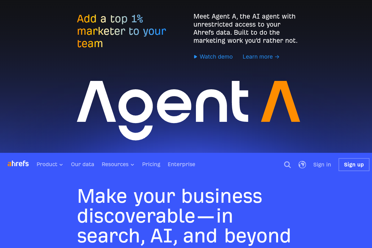 Ahrefs homepage