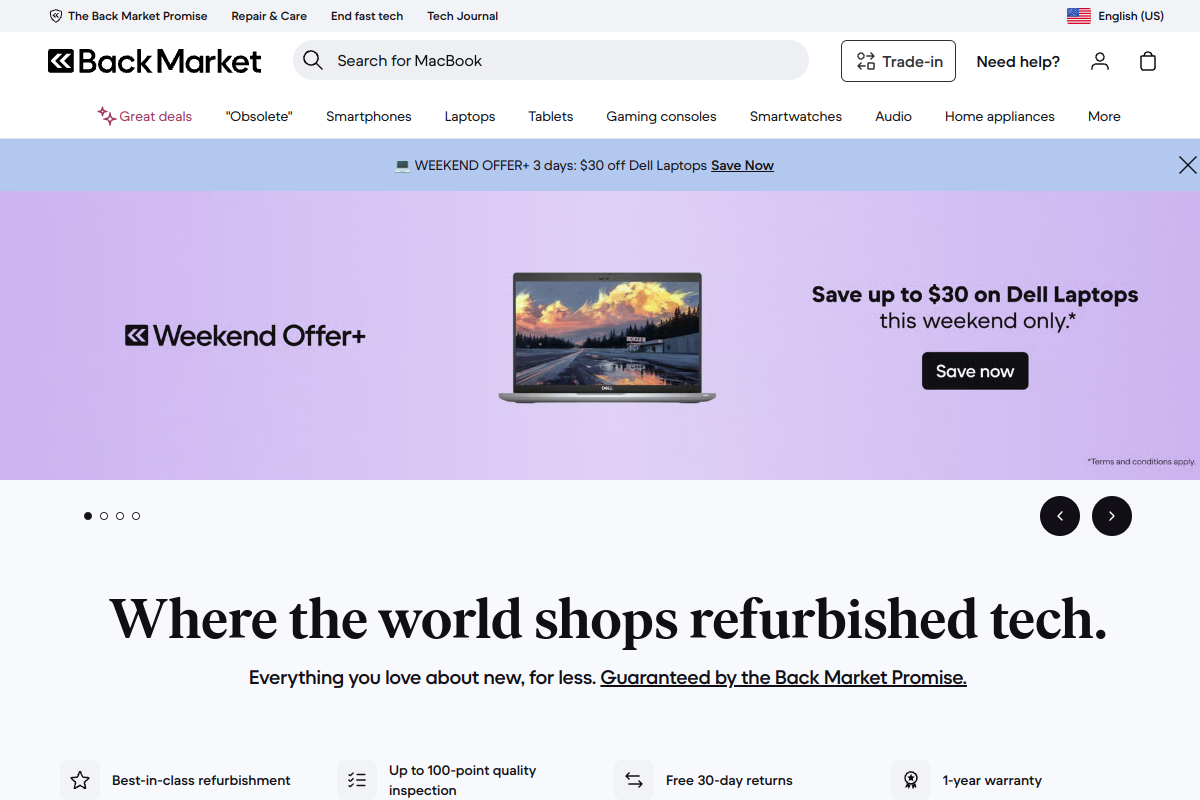 Back Market homepage