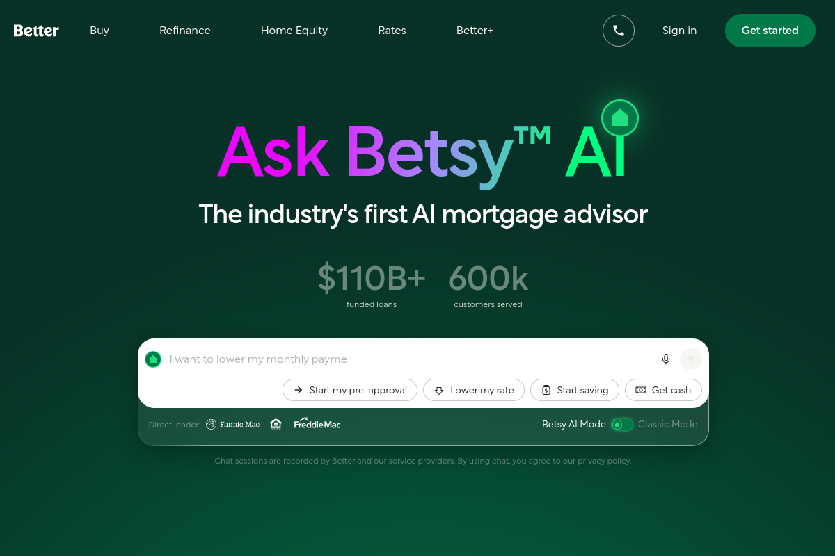 Better.com homepage