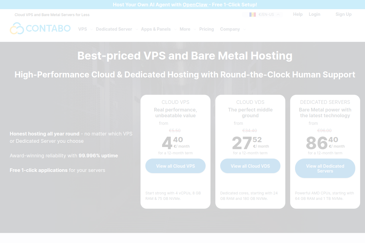 Contabo homepage