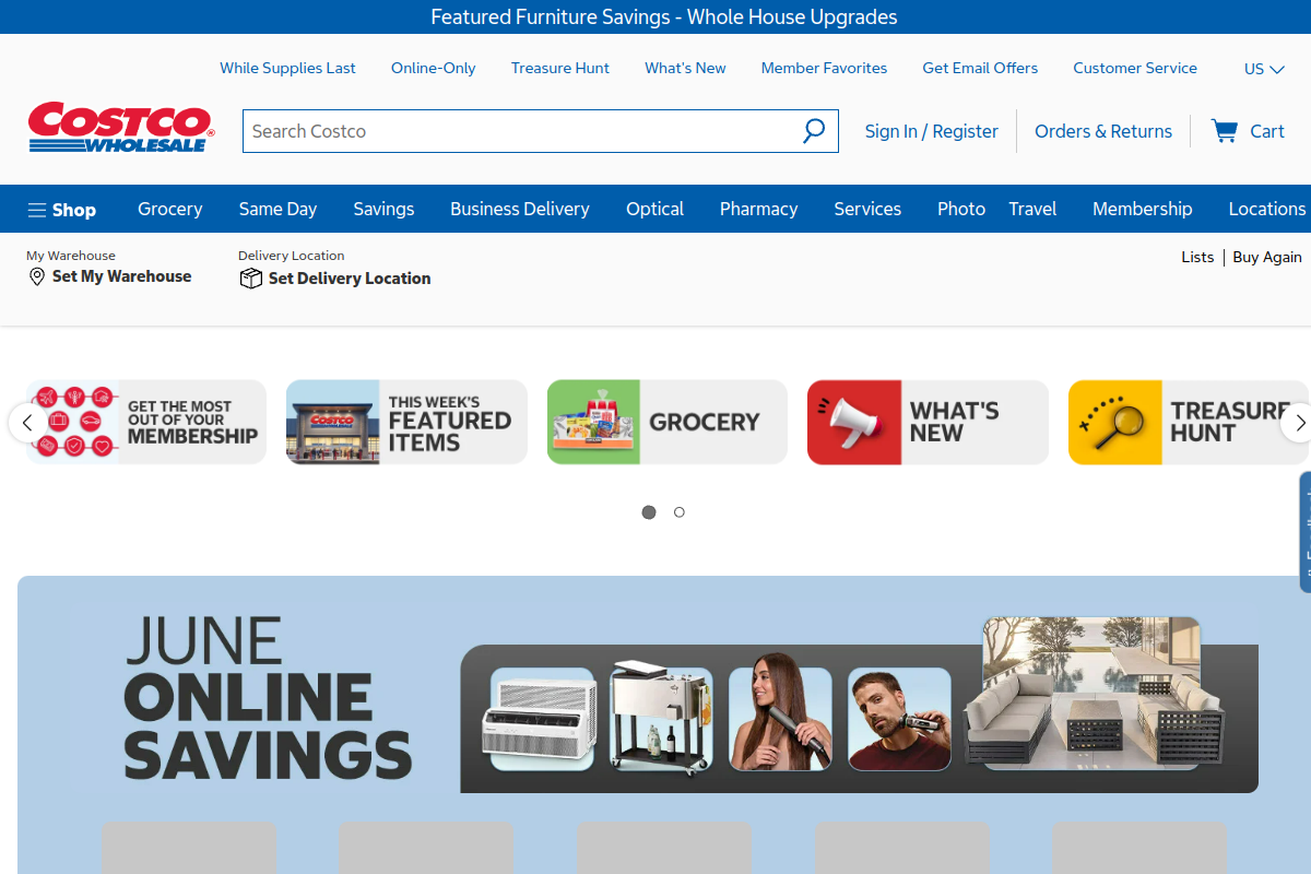 Costco Business Center homepage