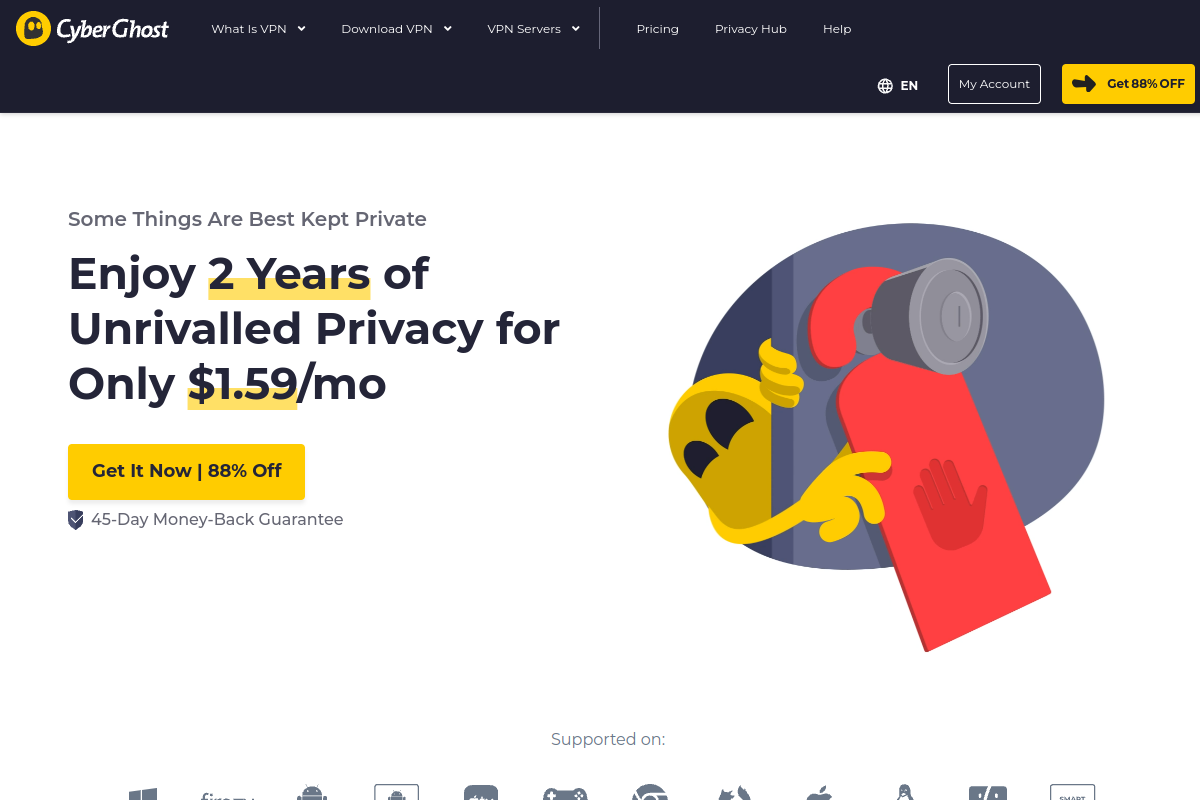 CyberGhost VPN homepage