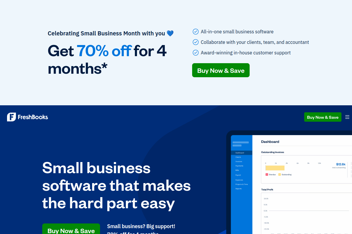 FreshBooks homepage
