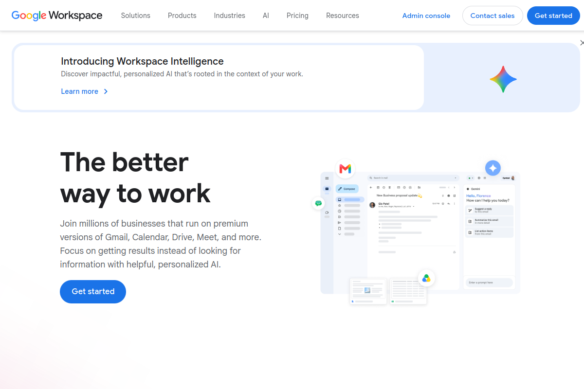 Google Workspace homepage