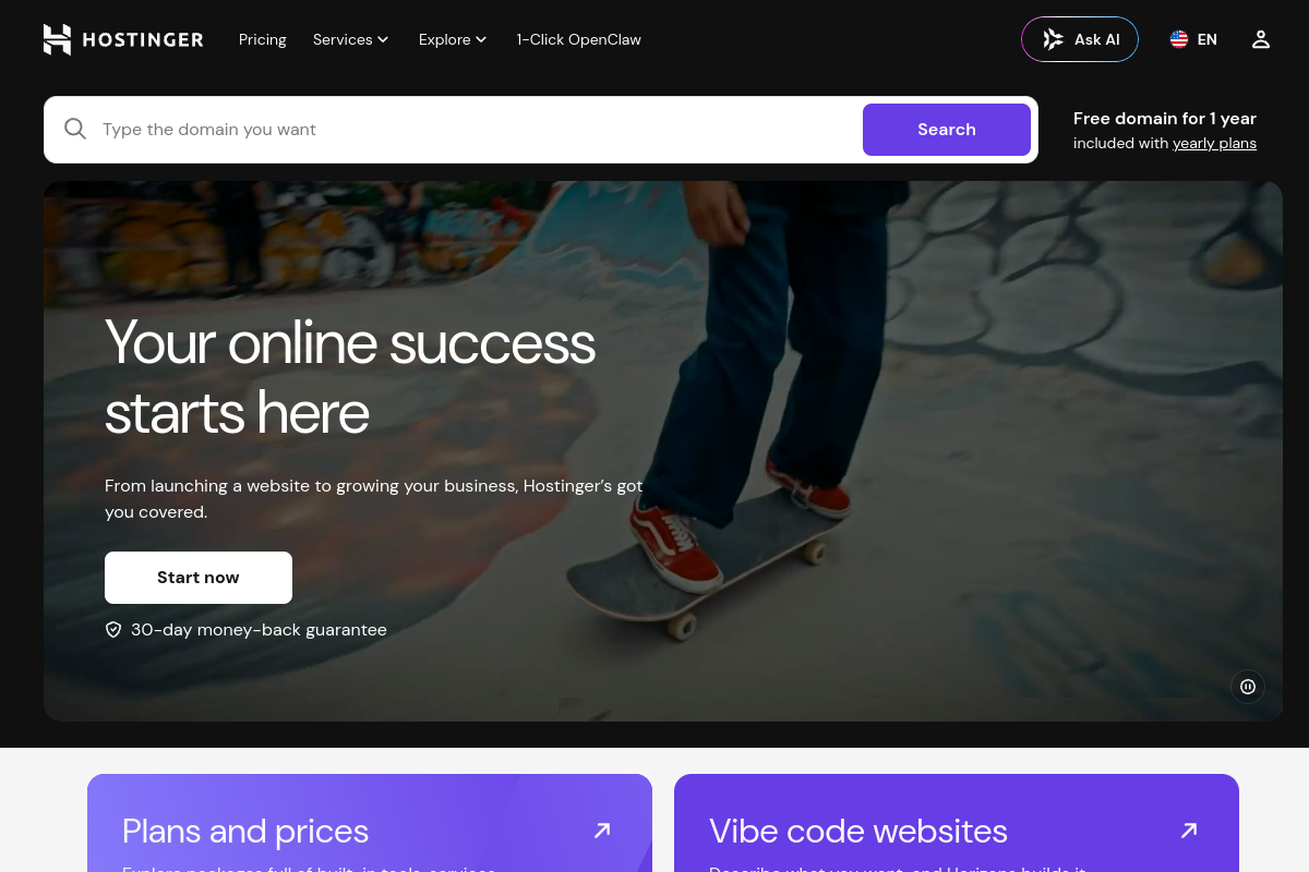 Hostinger homepage