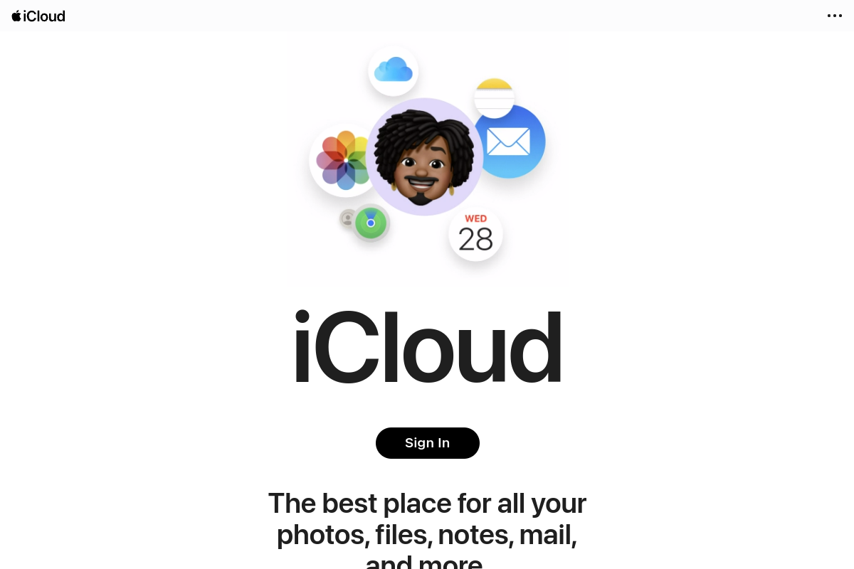 iCloud homepage