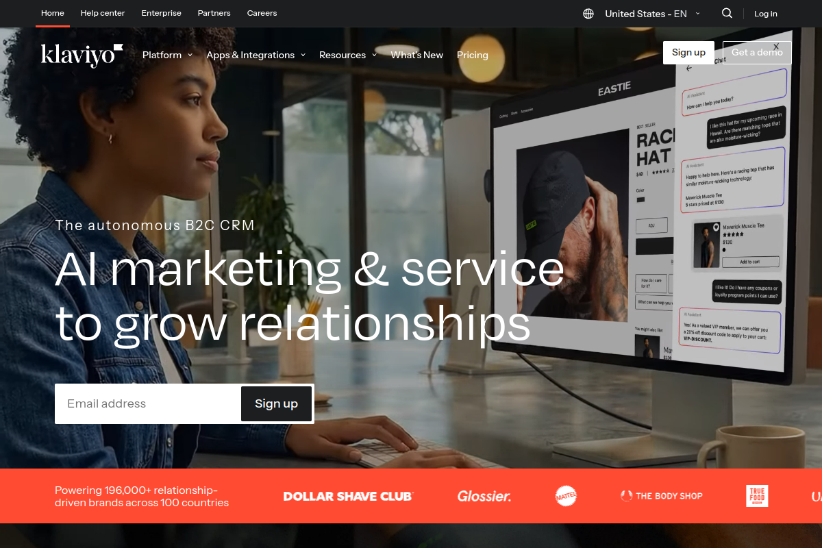Klaviyo homepage
