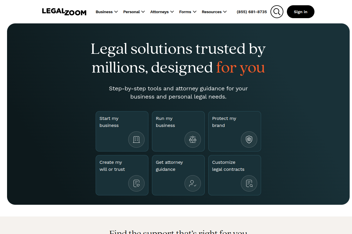 LegalZoom homepage