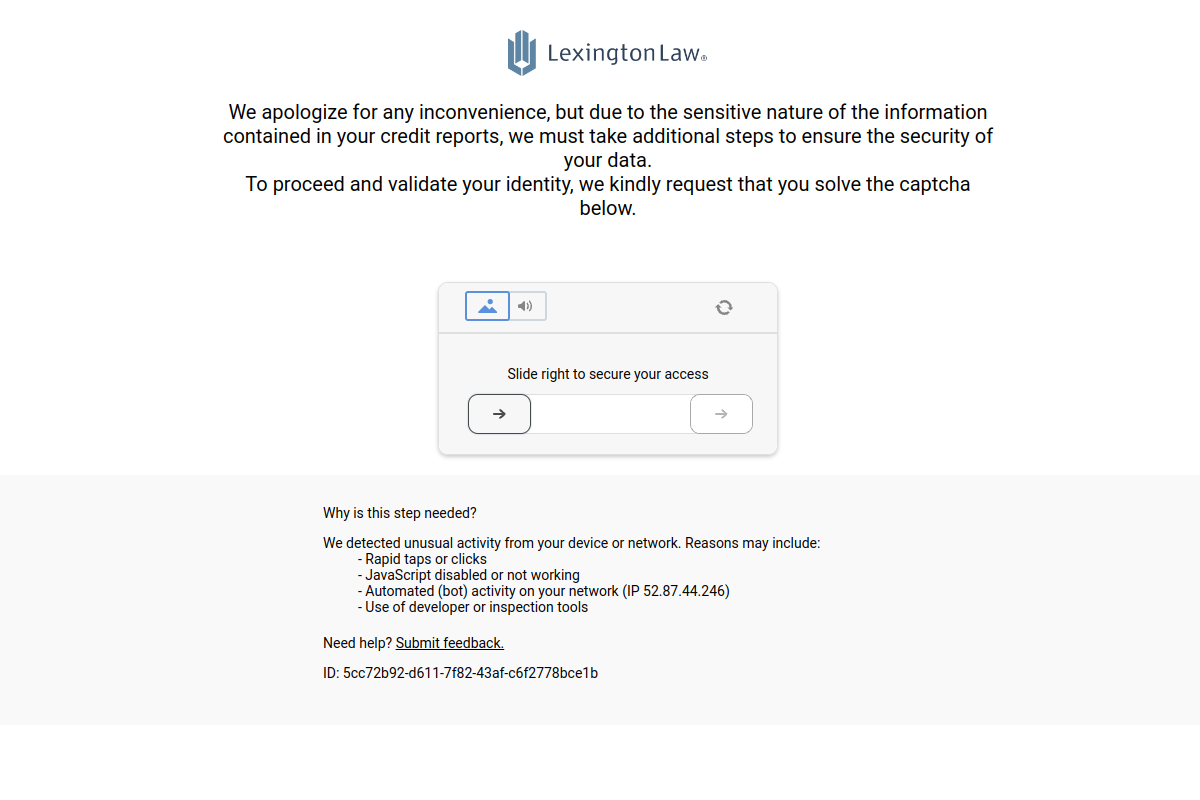 Lexington Law homepage