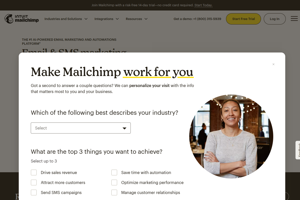 Mailchimp homepage
