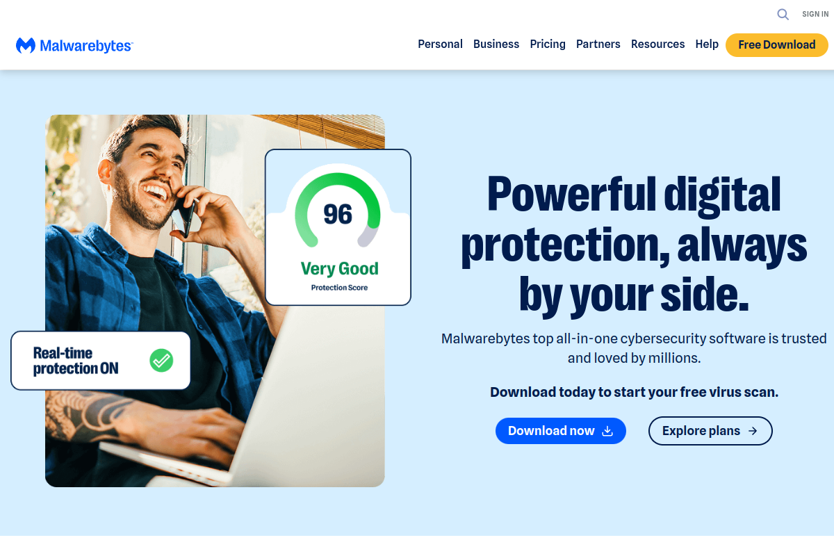 Malwarebytes homepage