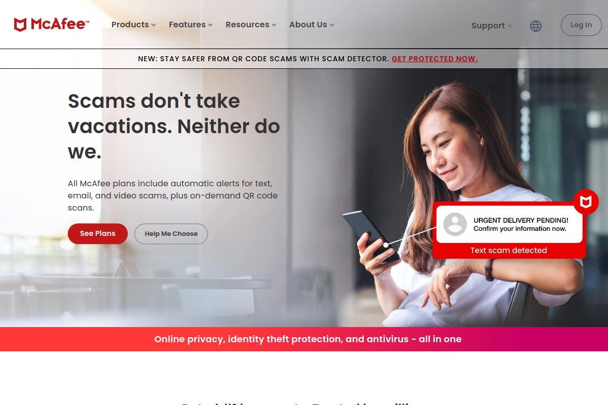 McAfee Total Protection homepage