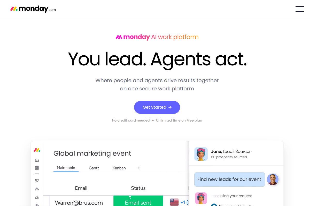 Monday.com homepage