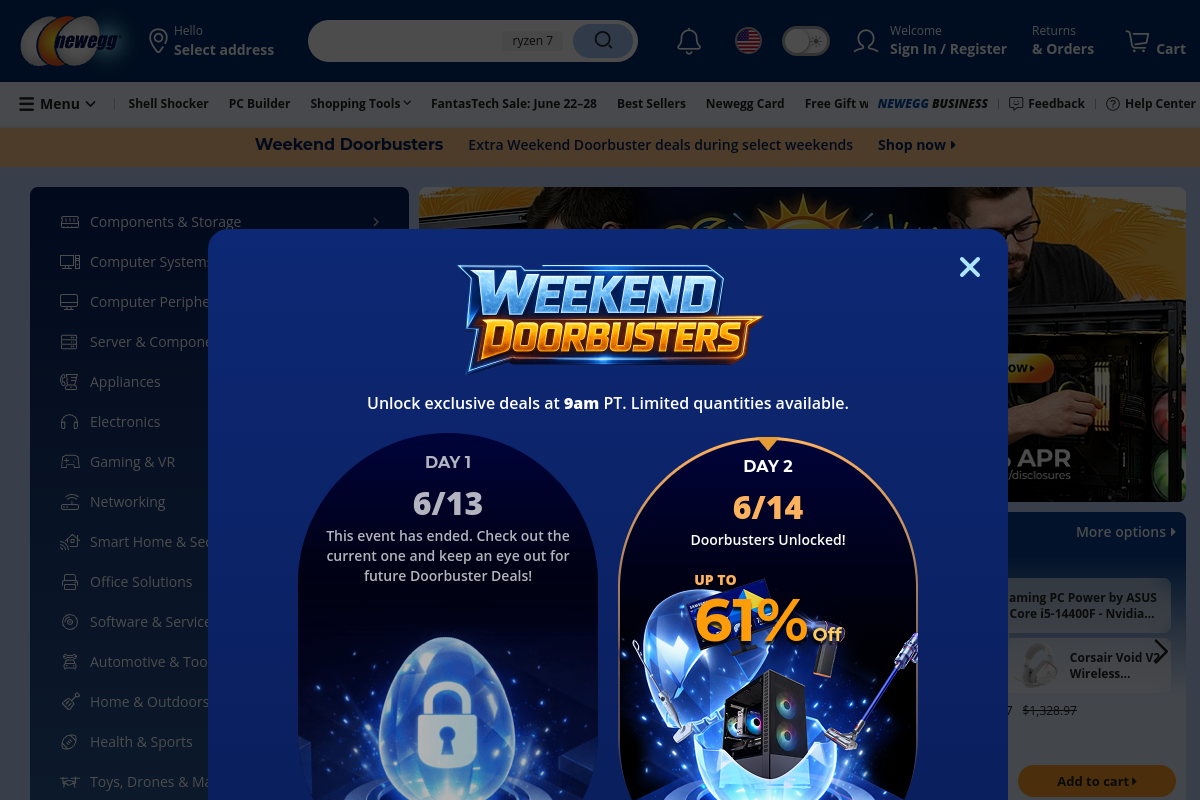 Newegg homepage