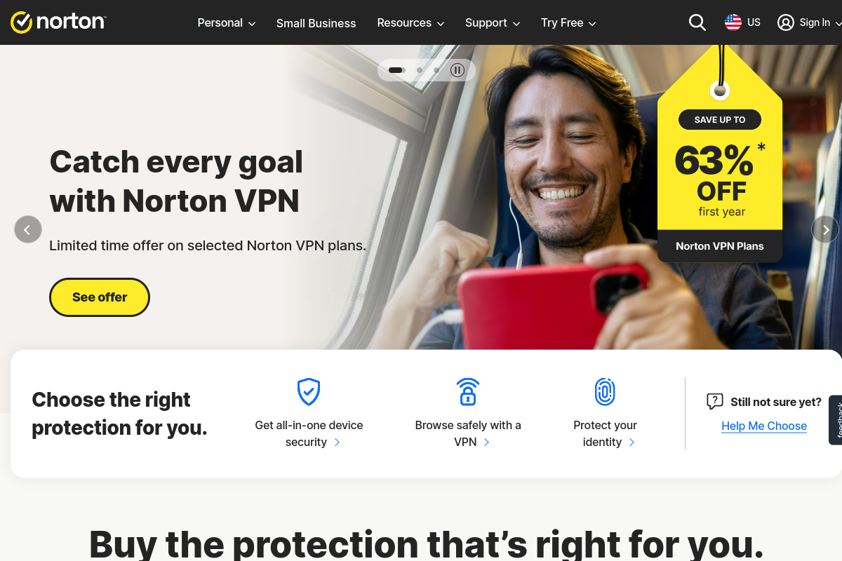 Norton 360 homepage