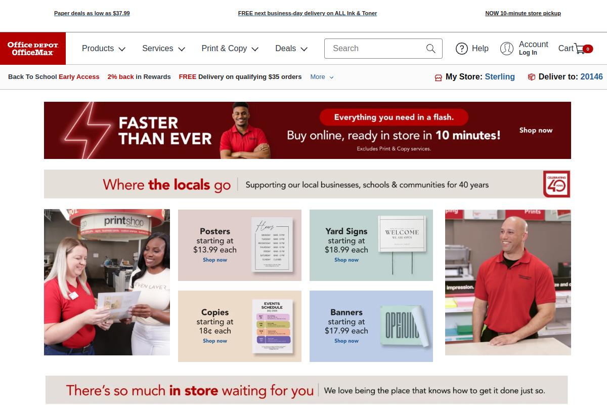 Office Depot homepage