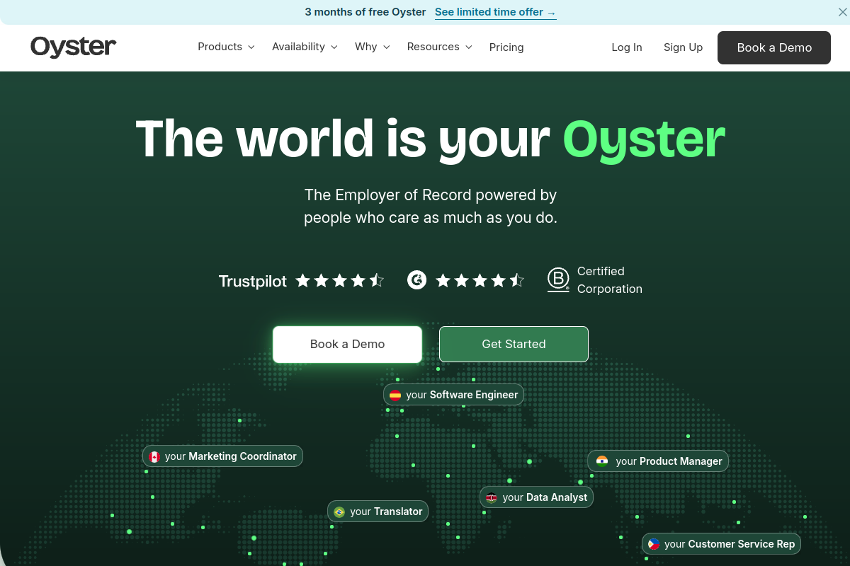 Oyster HR homepage
