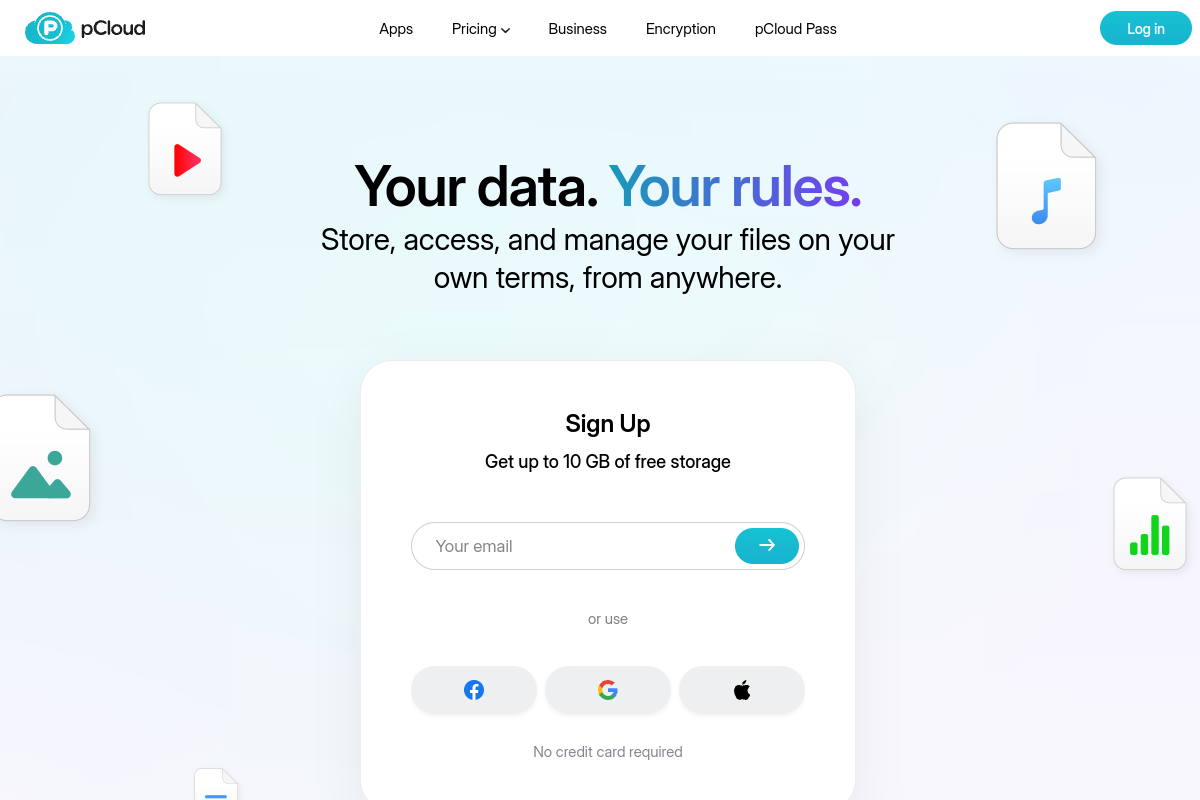 pCloud homepage