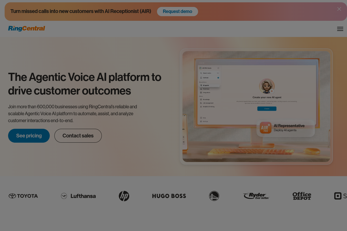 RingCentral homepage