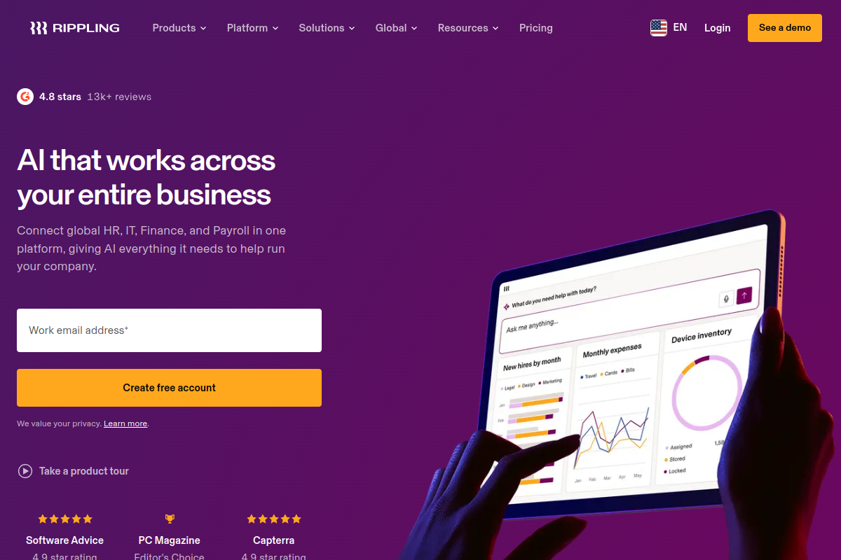 Rippling homepage