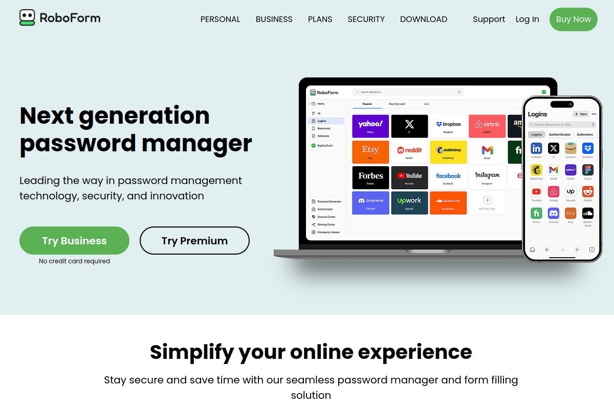 RoboForm homepage