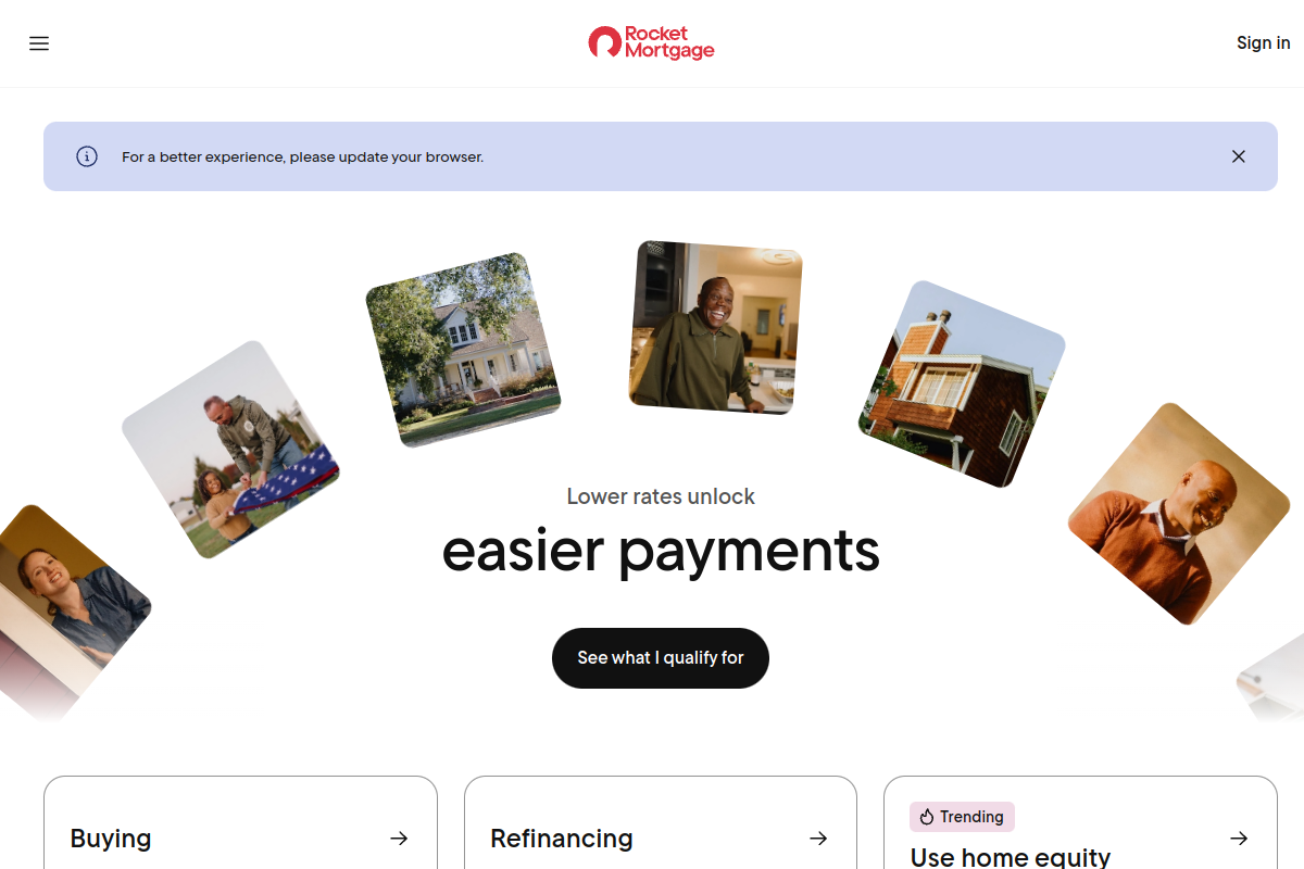 Rocket Mortgage homepage