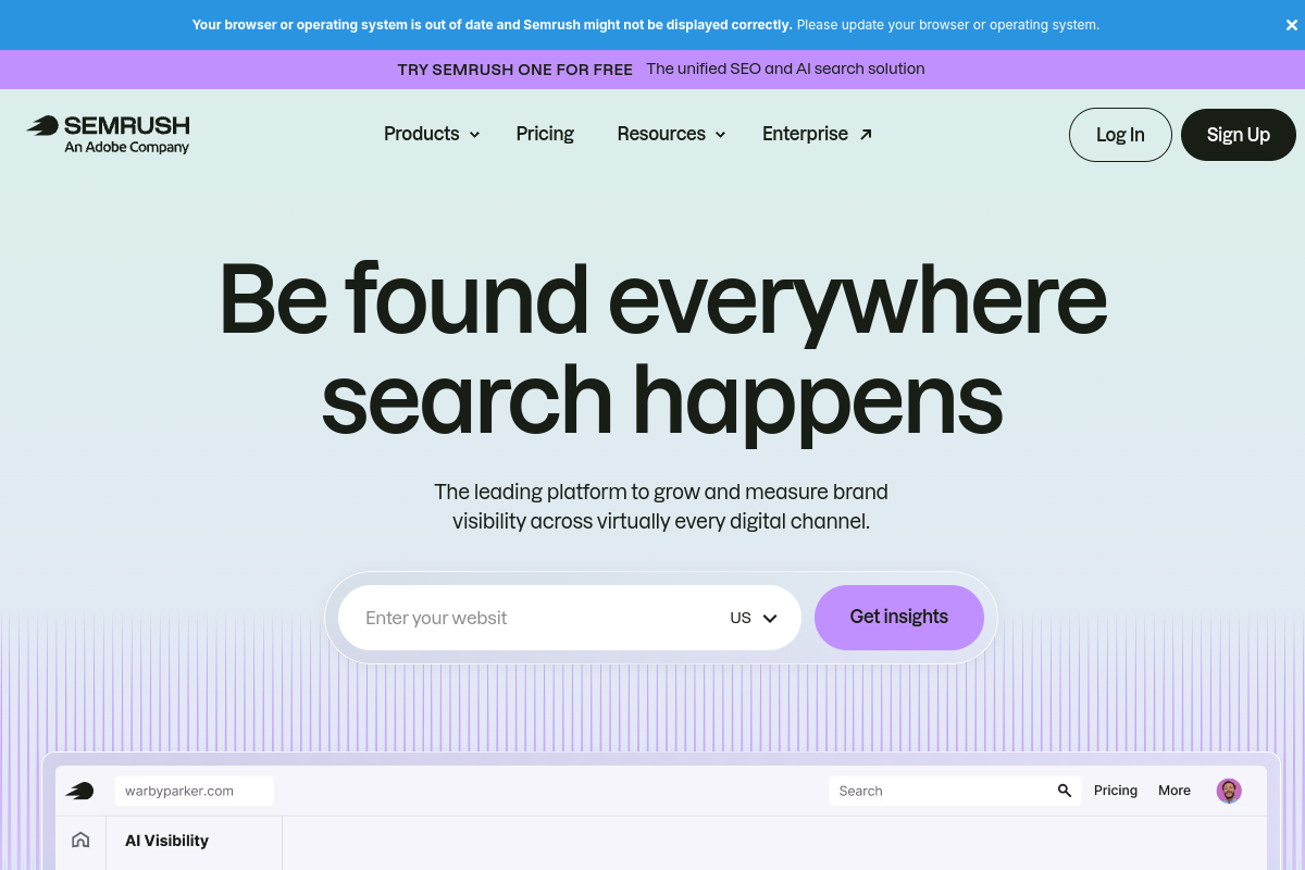 Semrush homepage