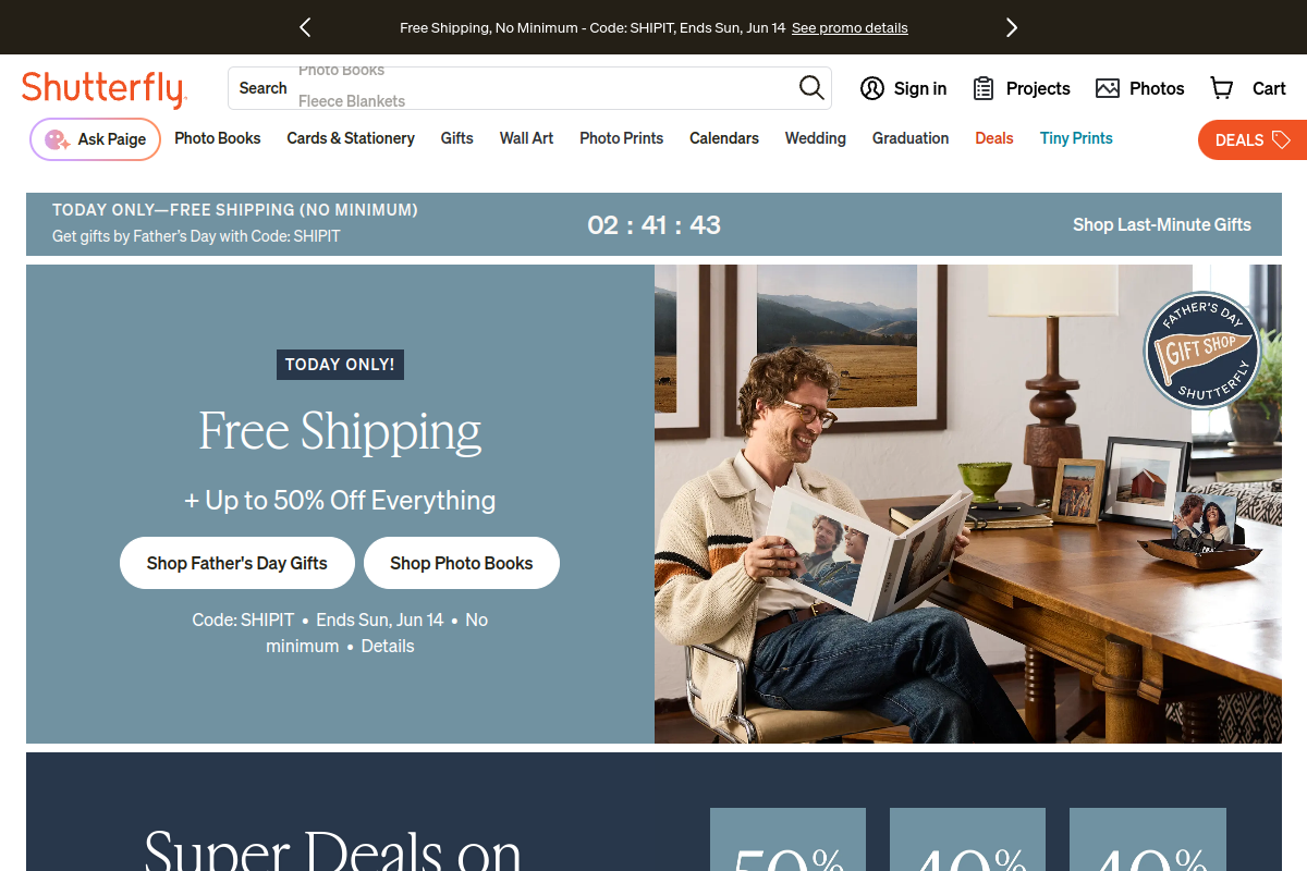 Shutterfly homepage