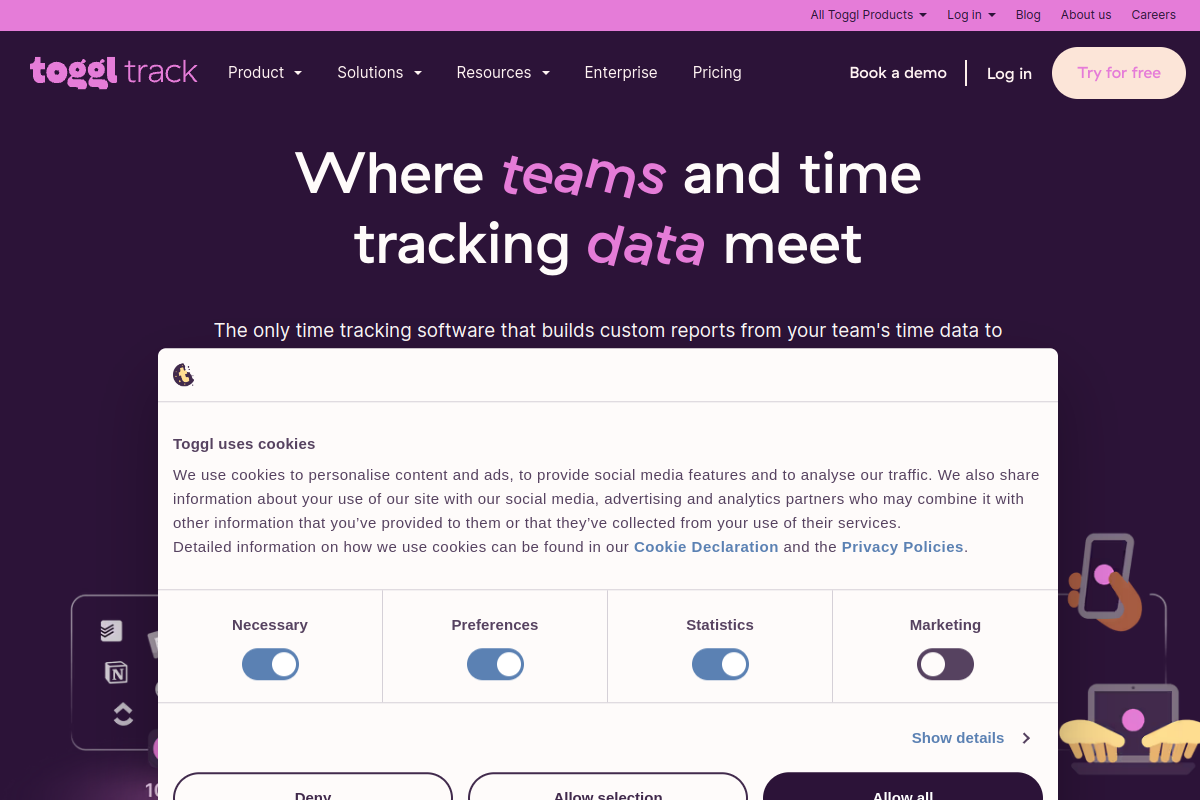 Toggl Track homepage