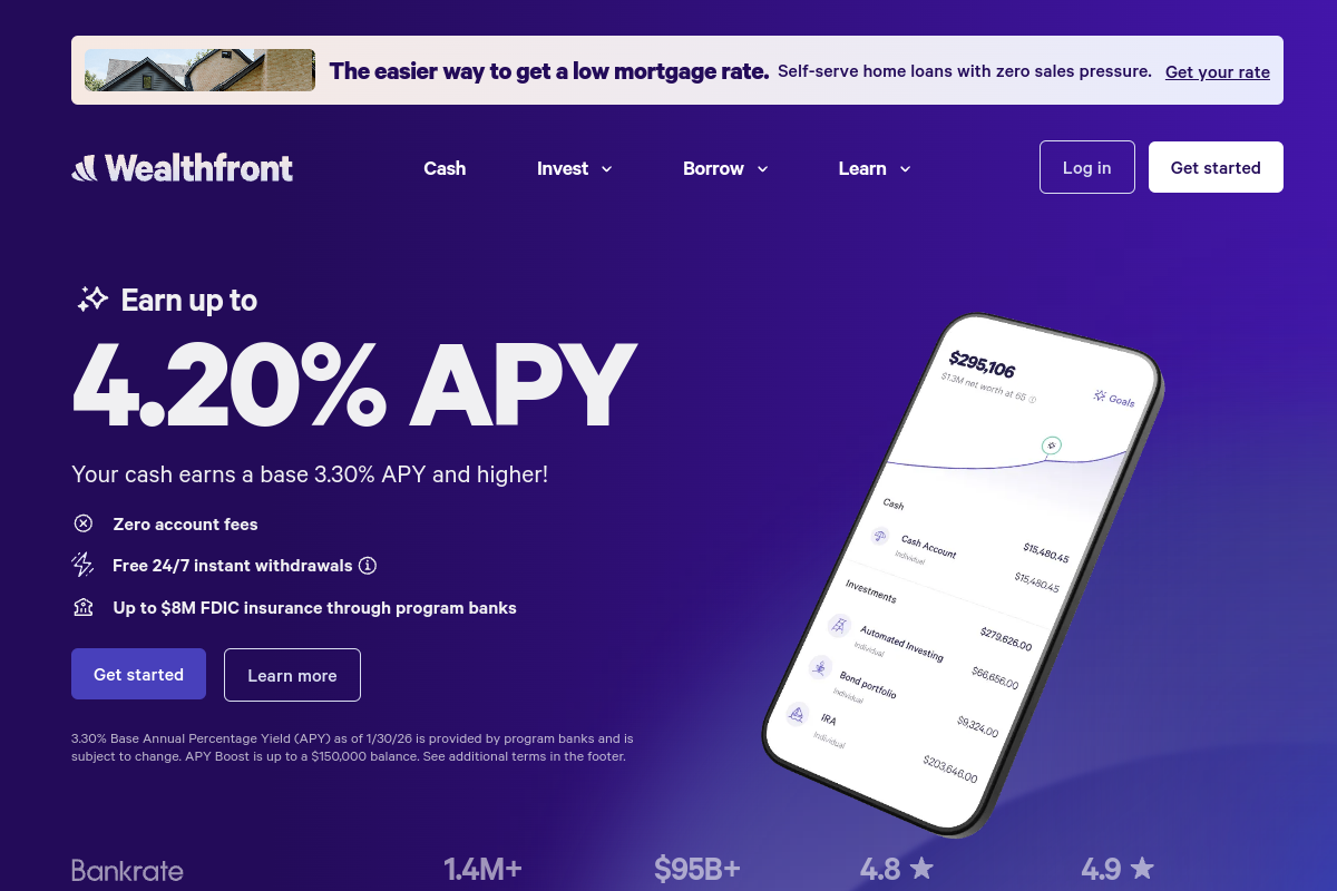 Wealthfront homepage