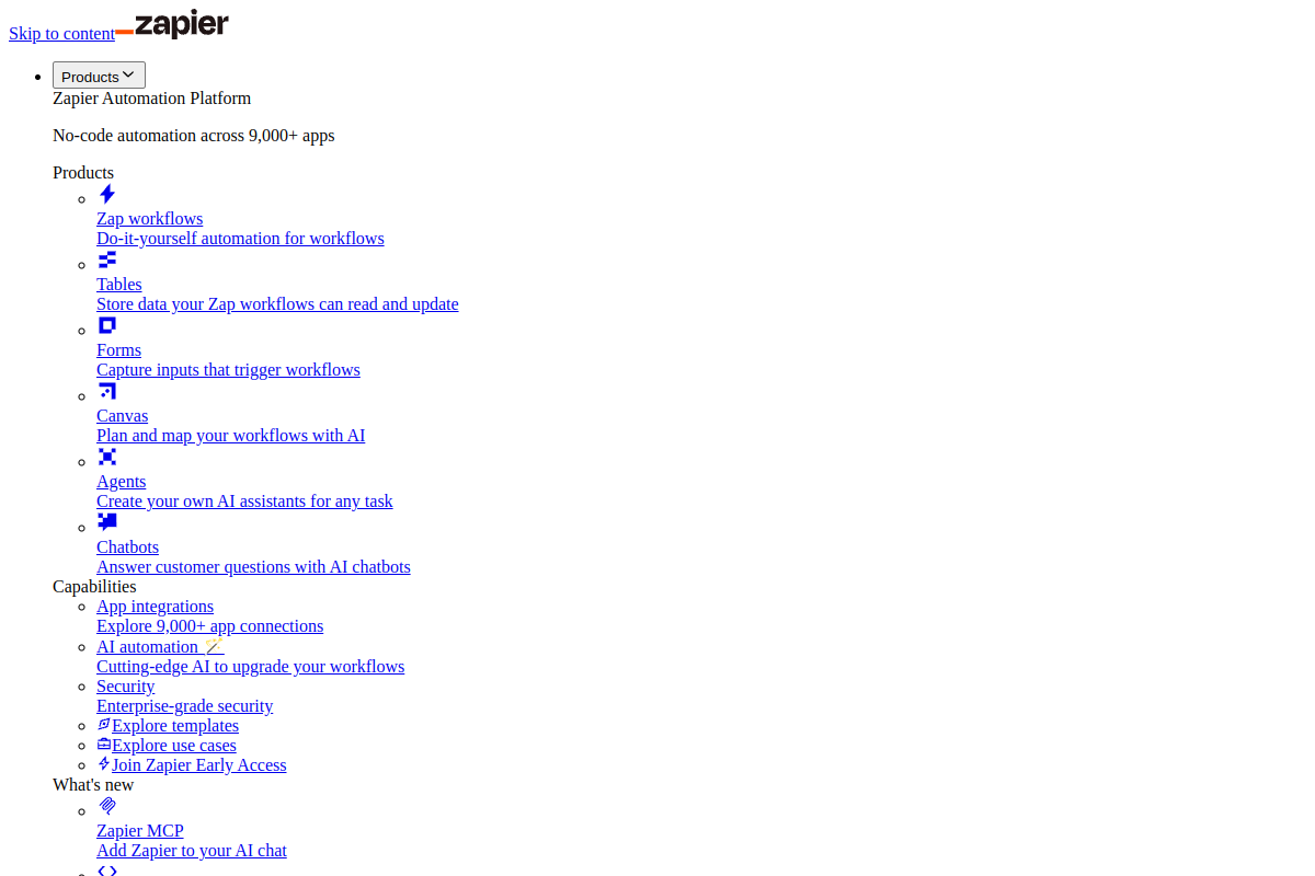 Zapier homepage